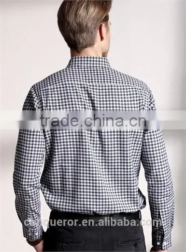 New Design Small Checked Blends Cotton Men Shirt SL0069 photo-3