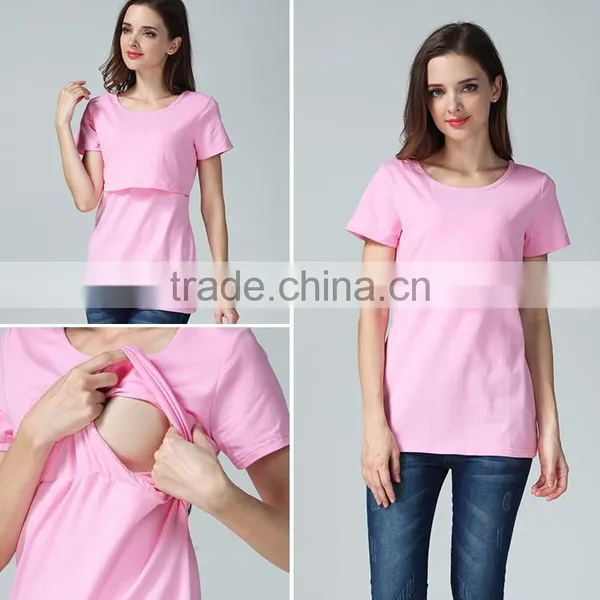 Cotton Crosswise Open Maternity T-shirt With Multi Color for Choice photo-4