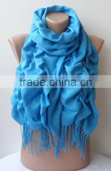 Turquoise Pashmina Scarfs Ruffle Pashmina Scarves Ruffled Soft Scarf Frilly Women Scarf Wedding Scarf PASHMINA Blue Scarfs Turqu photo-5