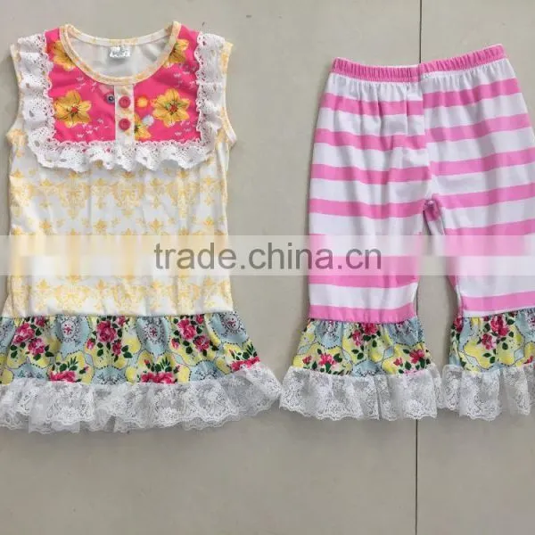 2017 Wholesale Children's Boutique Clothing Baby Clothes Girls Fall Plain Ruffle Outfits photo-2