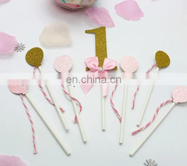 Unique Design Balloon Shape Baby 1 With Bow Birthday Cake Toppers photo-2