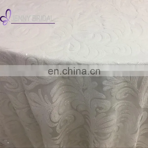 TC188B White 90 Linen Tukish Sequin Fabric Table Cloth photo-3