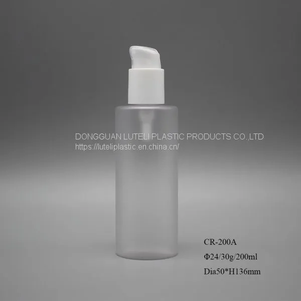 200ml Frosted / Mat Round Plastic PETG Skin Care Lotion Bottle With Inner Plug and Screw Cap photo-4