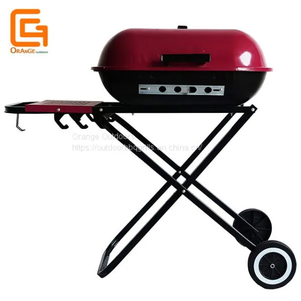 Red Outdoor Brazilian Folding Square Charcoal Grill Argentine Foldable Bbq Hamburger Grill photo-3