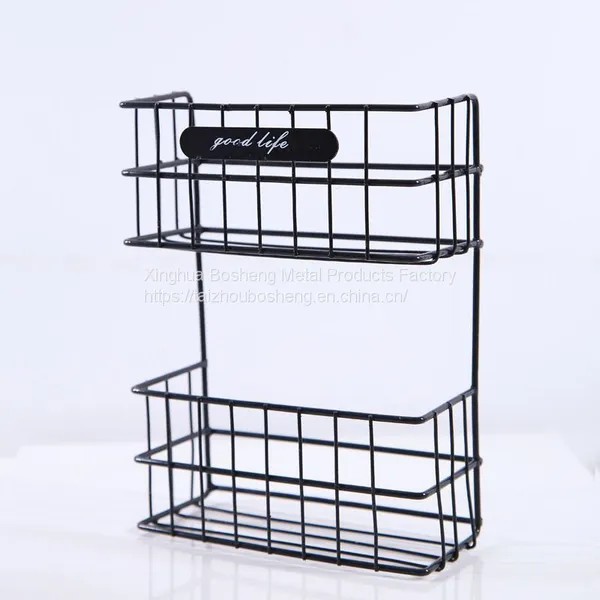 Double Layer Kitchen Seasoning Metal Rack Wall Mounted Storage Shelves for Kitchen, Bathroom photo-3