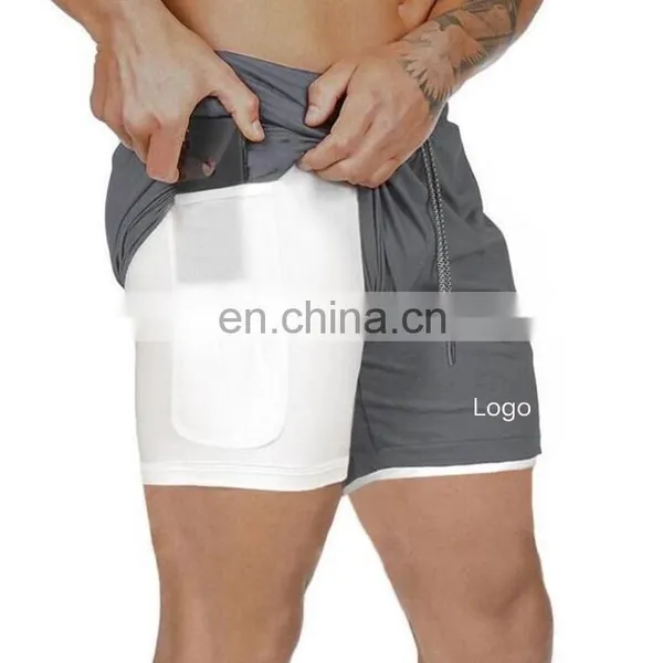 2021 Cheap Men Custom Running Breathable Comfortabled Grey Shorts With Mobile Phone Pocket