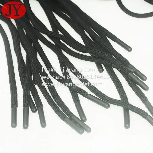 Custom Polyester Round Cord With Core Injetion Palstic Aglet Accept 8 kg Tensile Test Shoelace Aglet photo-4