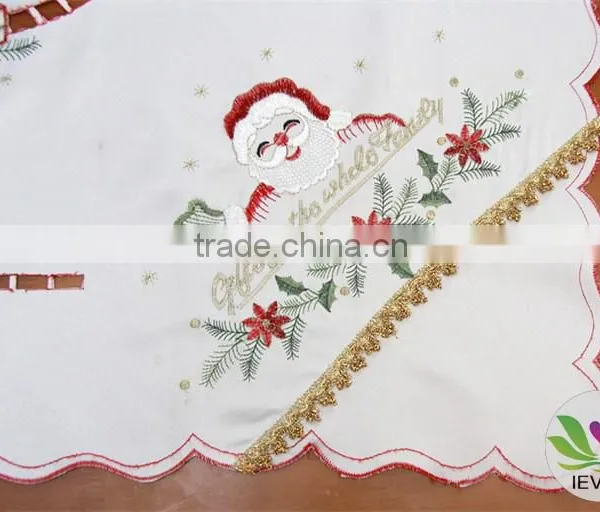 2015 China Hot Christmas Golden Ribbon Brocade Santa Claus Wholesale Christmas Jacquard Fabric for Tablecloth photo-2
