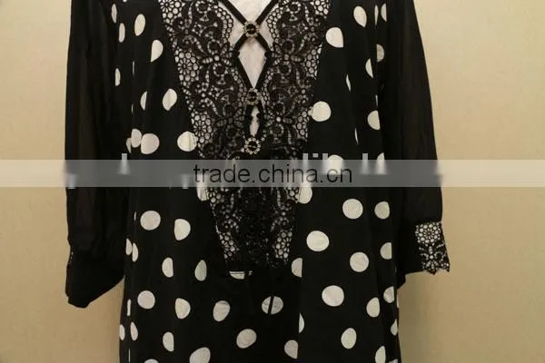 Ladies Printed Fashion Blouse With Back Branches Cotton and Chiffon photo-2