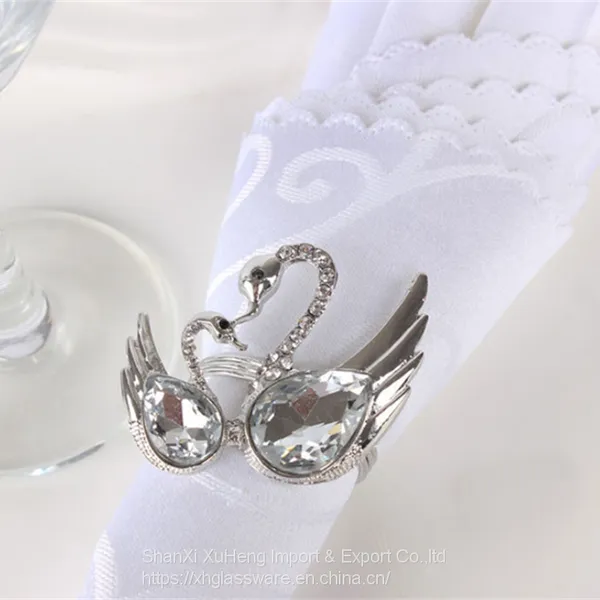 Luxury Crystal Rhinestone Diamond Swan Styles Napkin Ring For Party Wedding Table Decoration photo-3