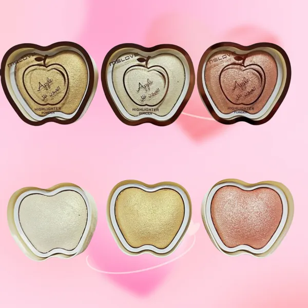 Factory OEM Apple Shape Make up Face Shimmer Highlighter Baked Powder Glow Loose Makeup Highlighter Powder Polvo De Cara photo-4