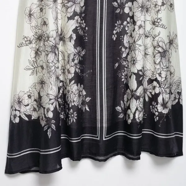Vintage Floral Sexy Spaghetti Strap Long A-Line Flared Skirt Dress photo-2