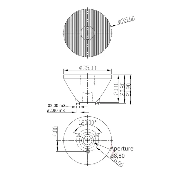 Led Medical Inspection Lamp, Instrument Detection Lamp, Rectangular Light Spot, 2*5 Degrees, 35mm in Diameter, With Foot Positioning, Led Lens photo-3