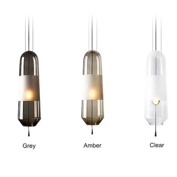Capsule Glass Pendant – Frosted Band, Amber/Grey/Clear, G9 5W photo-2