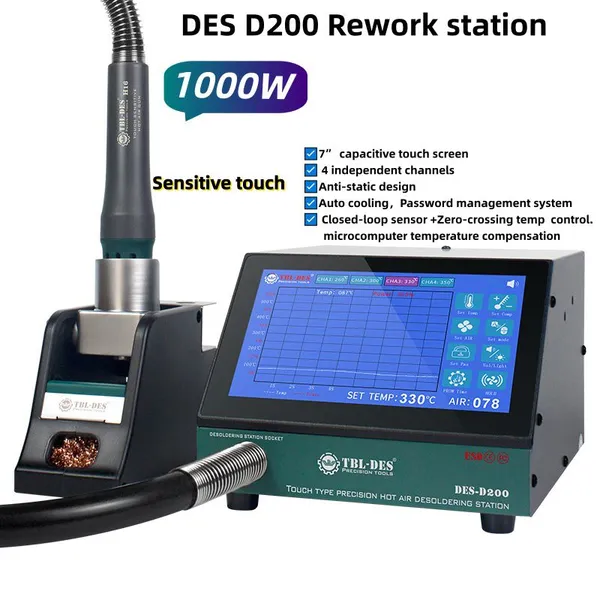 DES D200 Premium Hot Air Rework Station Идеально подходит для ремонта печатных плат, переработки BGA, пайки электронных компонентов