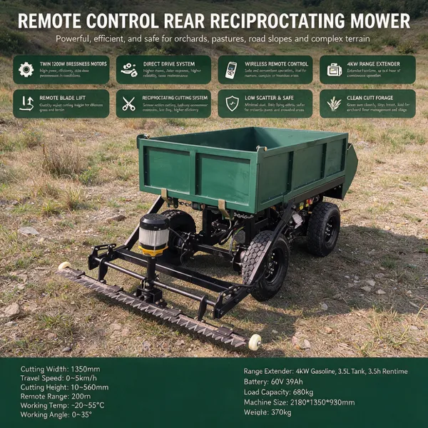 Electric Remote Control Robotic Lawn Mower for Orchard Ground Cover Management and Forage Harvesting photo-3