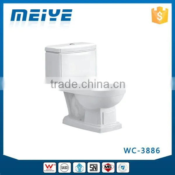 WC-3886 Siphonic WOne-Piece Toilet With Soft Closing Cover Ramp Down Closer, Water Closet Toilet Bowl