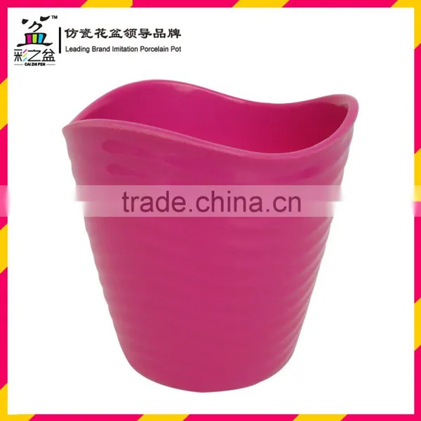 Rose Red and Colorful Wavy Shape Melamine Flower Pot MX1301-3