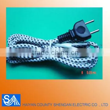 VDE Plug With Braided Waxed Cotton Cord