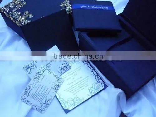 Royal Blue Luxury Box in Gold Hand Embroidery photo-2