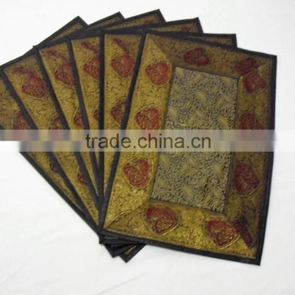 Indian Silk Table Runner With 6 Place Mats & 6 Coaster in Black Color Size 16*62 photo-2