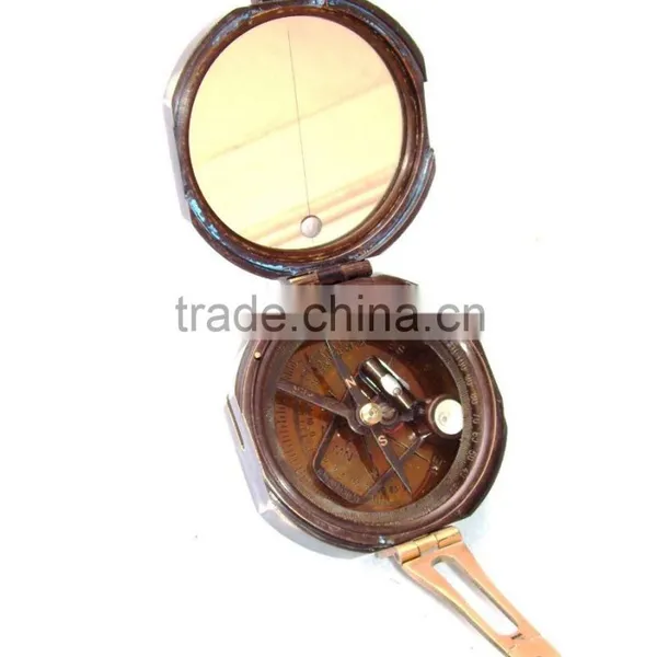 Nautical Antique Brass Compass -Pocket Compass With Leather Case 13488 photo-5