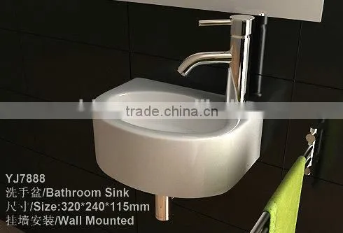 YJ7888 Ceramic Wall-hung Basin Counter Top Cabinet Basin Bathroom Wash Art Sink
