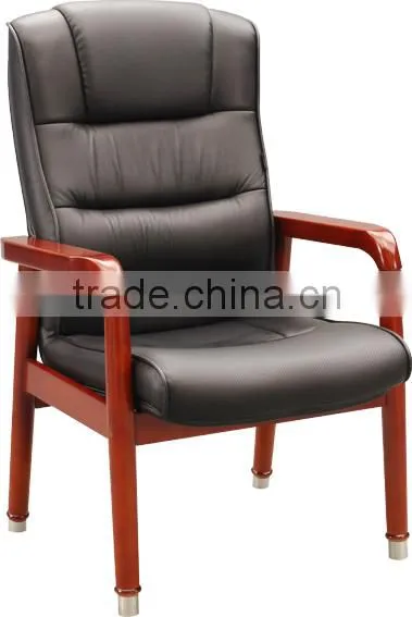Wooden Frame Leather Seat Meeting Room Chair photo-2