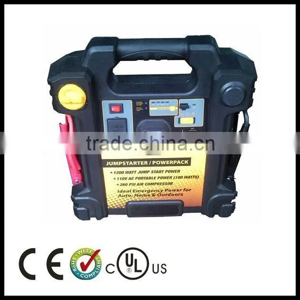 4 IN 1 Jump Start With Work Light, Air Compressor and Power Inverter