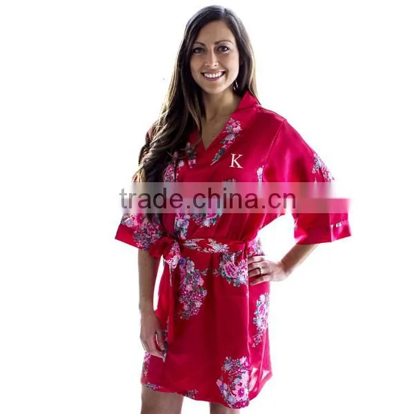Wholesale Bridesmaid Floral Satin Kimono Bath Robes 5 Colors Available photo-5