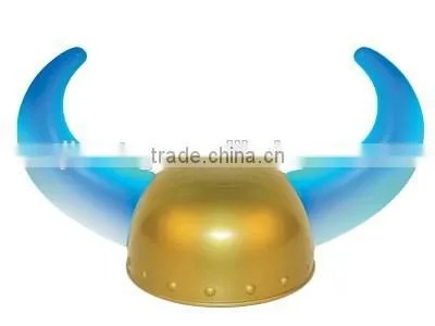 Golden Warrior Plastic Viking Helmet With Light Up Horns Flashing Purple Light photo-4