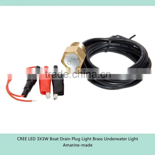 LED 3X3W Boat Drain Plug Light Brass Underwater Light