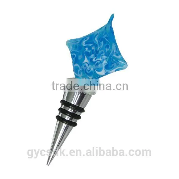 Novelty Rhombus Colorful Murano Glass Wine Accessory Wine Stopper photo-2