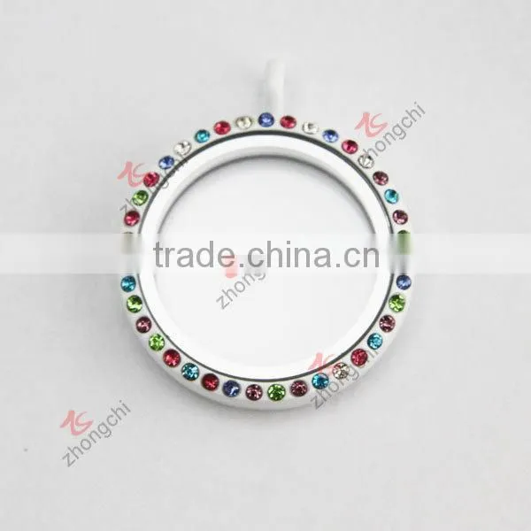 30MM Round Crystals Locket Pendant Necklace photo-2