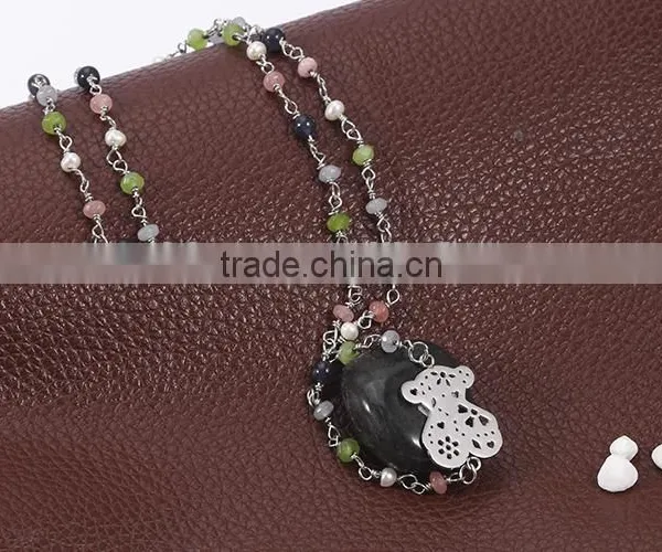 2016 Latest Beautiful Colorful Beads Teddy Bear Fancy Necklace for Lady photo-6