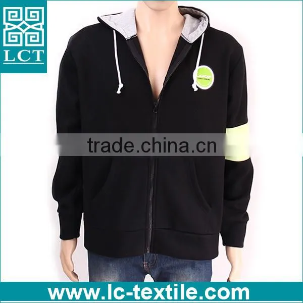 Slim Fit Zipper-up Thick Cotton Black Crop Hoodies for Men photo-2