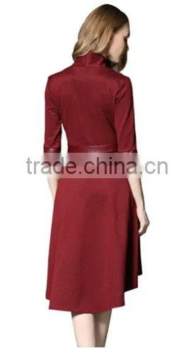 Women's Sexy V Neck Polka Dots Swing Cocktail Party Dress photo-4