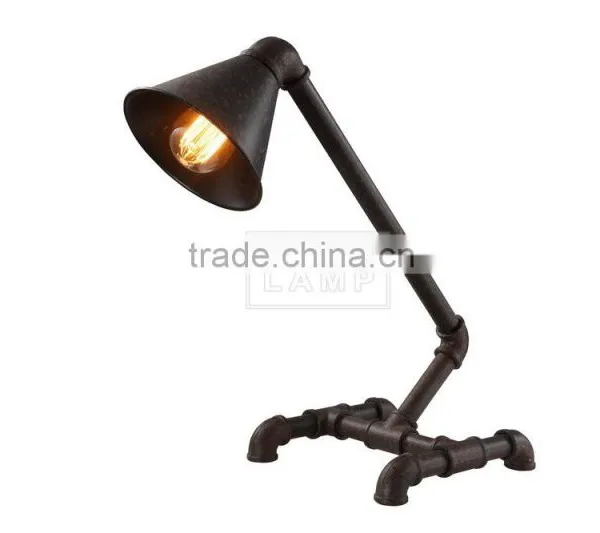 Steampunk Table Lamp Water Iron Pipe Desk Light Edison Bulb Light photo-4