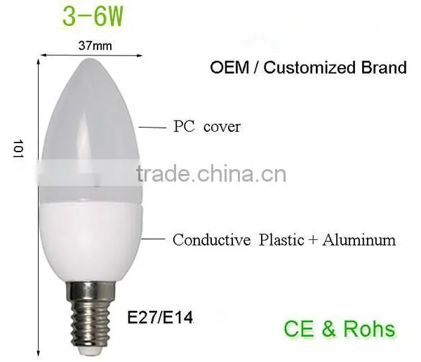 Summer Promotion Ningbo C37 3W 5W 6W LED BULB LIGHTING LED HIGH E27 E14 LED Candle Bulb CE ROHS ERP photo-4