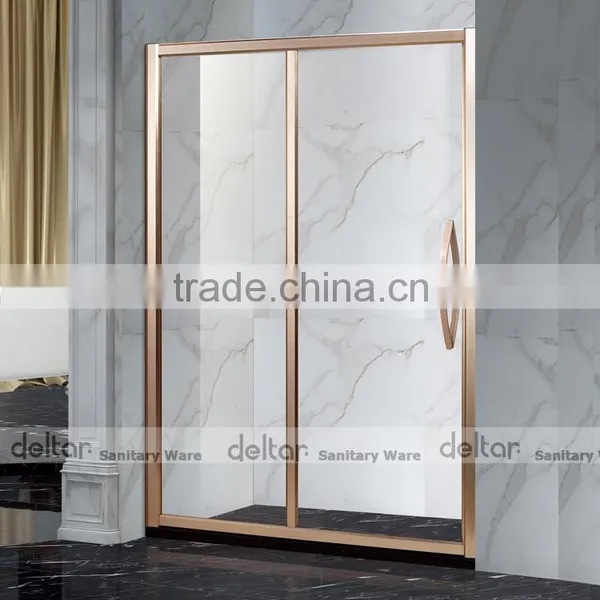 China Bathroom Design / Shower Enclosure Cubicle / Tempered Glass Shower Door With Champagne Gold Frame photo-2