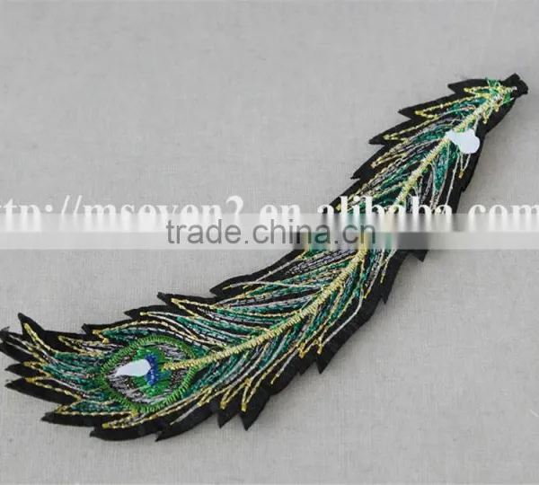 Good Looking Green Color Applique Embroidery Design Patch Peacock Feathers Decoration Garment photo-4