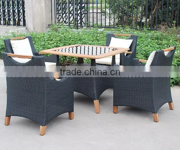 Современный наружныйrattan обеденный набор из плетеной виноградной лозы photo-4