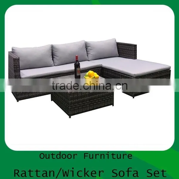 3PCS Rattan Wicker Outdoor Furniture KD Sofa Living Set With Steel Cube photo-2