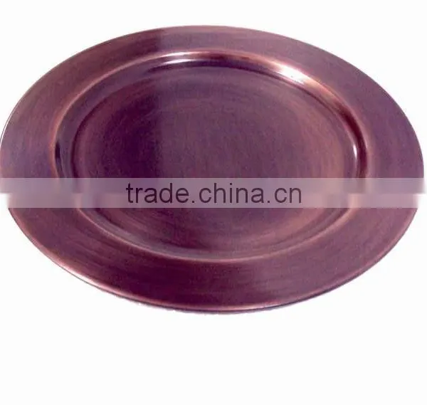 Bronze Color Metal Charger Plate for Wedding & Decoration, Cheap Charger Platter for Christmas Festival photo-2