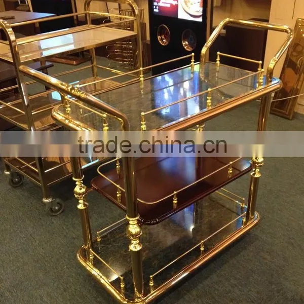 Luxury Stainless Steel Three Layers Liquor Trolley Food Trolley Service Trolley C-55 photo-3