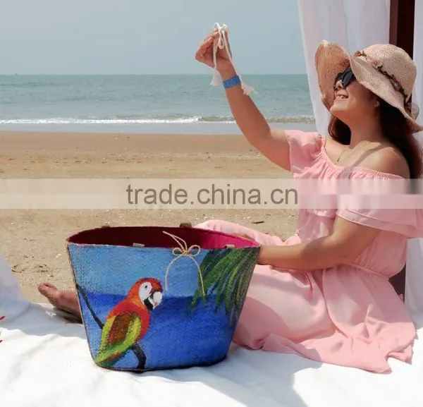 Handpainted Straw Woven Beach Bag, Tote Bag Beach photo-5