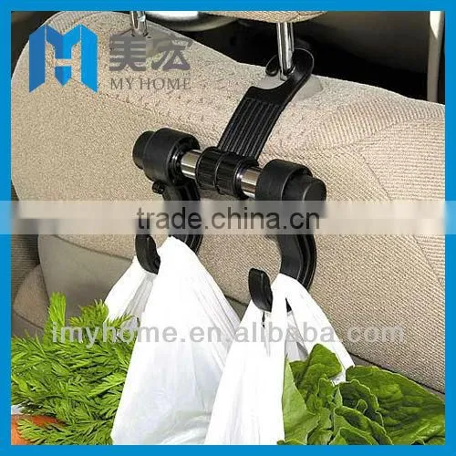 Convenient Car Hangers Double Vehicle Hangers Auto Car Seat Organizer Bag Hook Holder Caot Hanger Black photo-2
