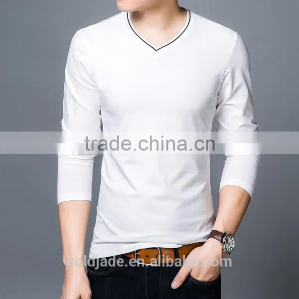 China Factory V Neck Blank Good Quality Long Sleeve Cotton Inner T Shirt In Bulk Sales photo-4