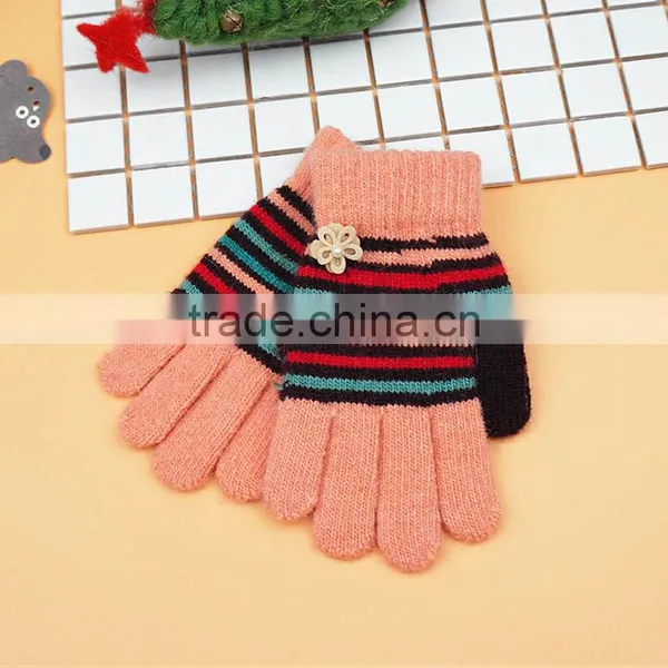 TC13025 Cheap Winter Warm Knitted Kids Gloves New Fashion Cute Long Finger With Fingers photo-2