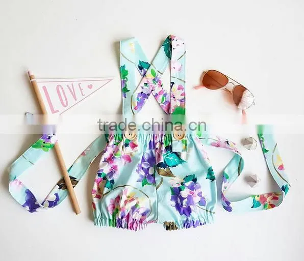 Custom Boutique Baby Girl Flower Printed Bubble Cotton Pants photo-6